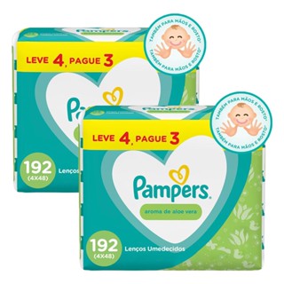 Kit 2 Lenços Umedecidos Pampers Aloe Vera com 192un cada