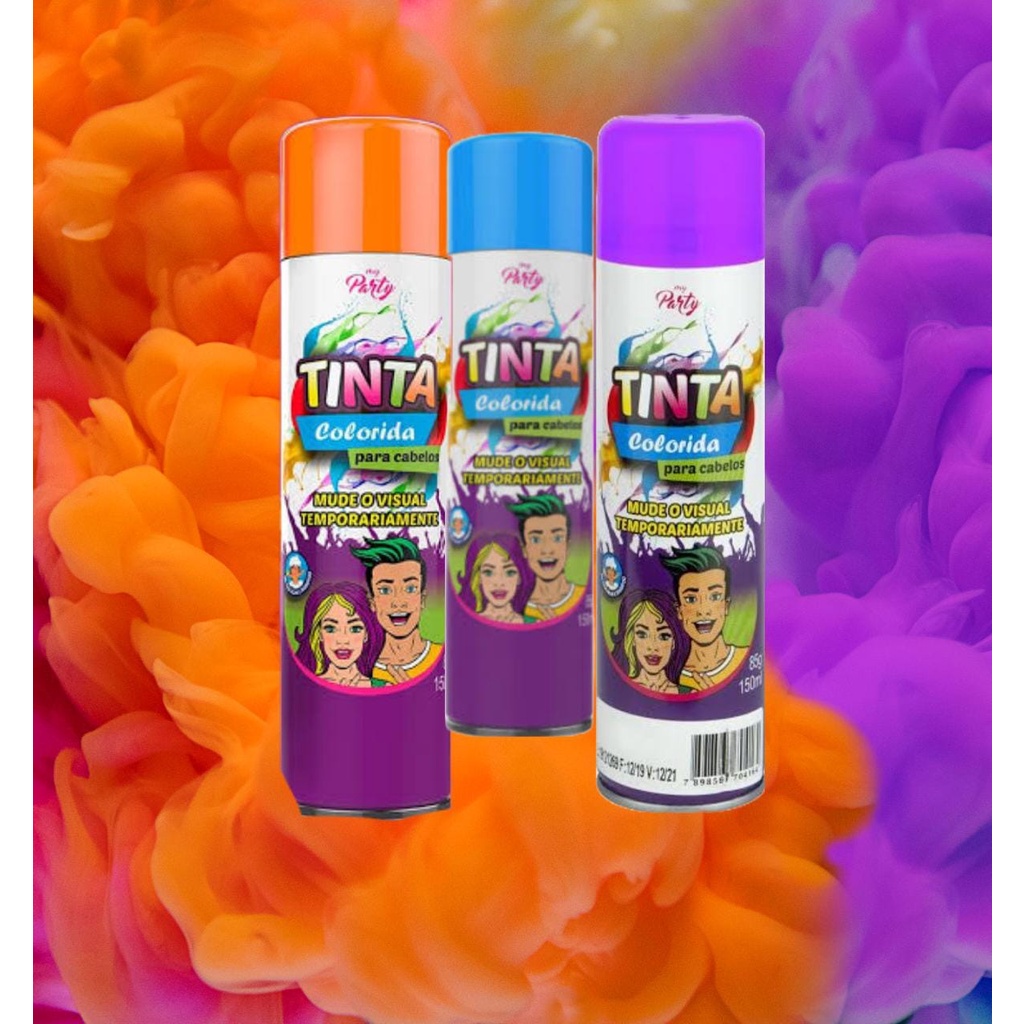 My Party Kit Tinta Temporária Para Cabelos Na Cor Azul -Violeta-Laranja