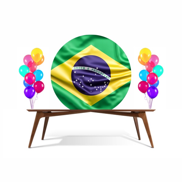 Painel Redondo da Copa do Mundo Bandeira do Brasil em 3D  para decoração de Festas, Aniversário com elástico 1,50x1,50
