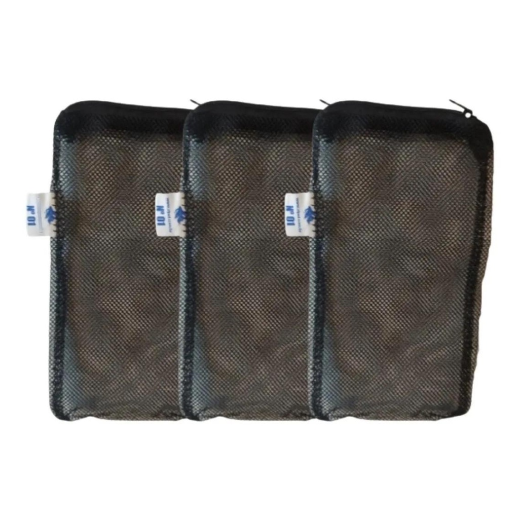 3x Bolsas Para Mídias Filtrantes Preta Plancton 20x10 Com Ziper