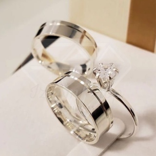 Par De Aliança Namoro Anel Solitário Compromisso Lisa 6mm