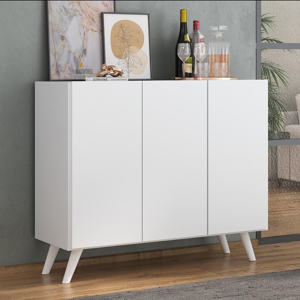 Aparador Buffet 3 Portas Retrô Veneza Multimóveis MP1009 Branco - Home & Living