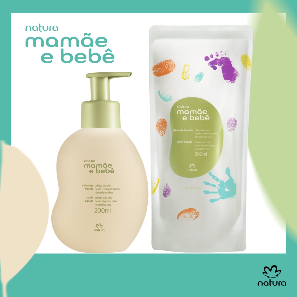 Combo Natura Mamãe e Bebê Sabonete líquido 200ml + Refil Sabonete Líquido 200ml