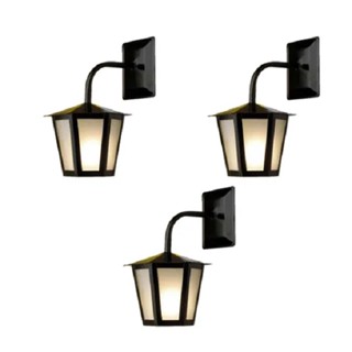 Kit C/ 3 Luminarias Arandela Colonial Sextavada Externa Preta Ideal L-1-B
