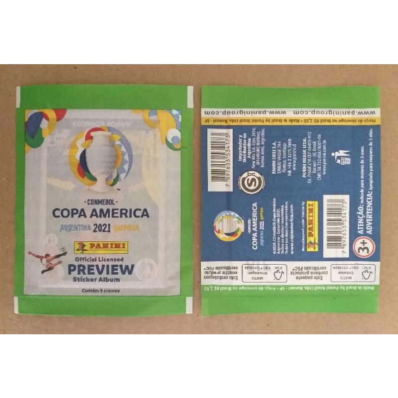 Envelope de Figurinhas - Lacrado - Copa América Preview - Argentina e Colômbia - 2021 - "Cromos" - Panini
