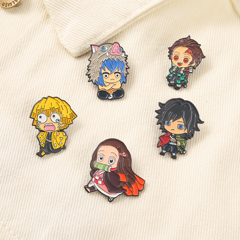 Anime Caçador De Demônios Esmalte Pin De Lapela Kanroji Nezuko Tanjirou Broche Alfinetes Acessórios De Joias Presente Para Amigo