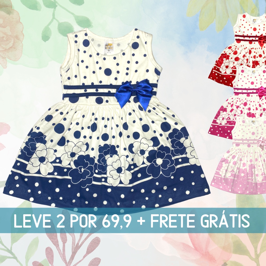 Vestido Bebe Menina até 1 ano de Alta Qualidade 100% Algodão em Oferta na Shopee