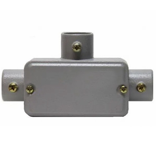 Condulete Tipo T Fixo Cinza Aluminio 3/4 Com Rosca Npt TGVP em Oferta na Shopee