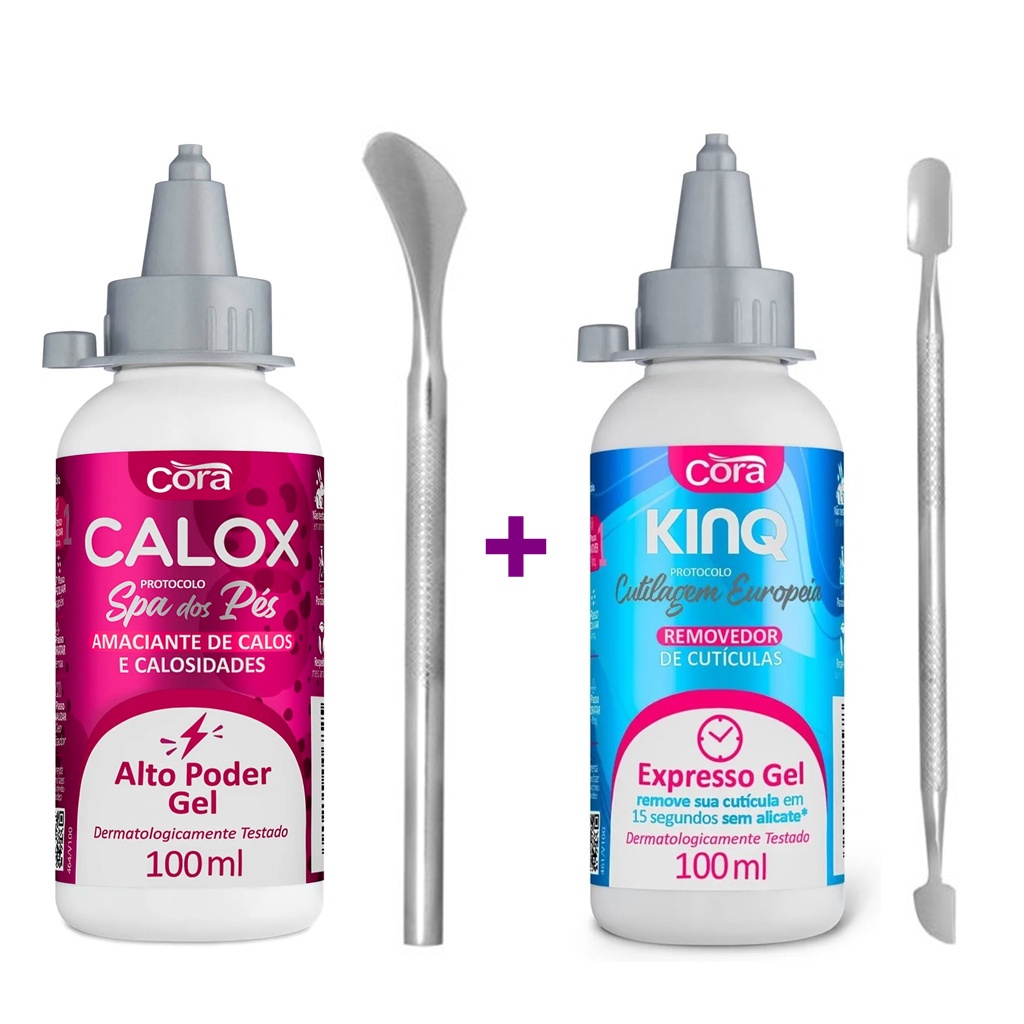 SPA  Em Casa: Calox Gel + Kinq Gel + Espátula Ponta Dupla para Cutilagem e Espátula 222