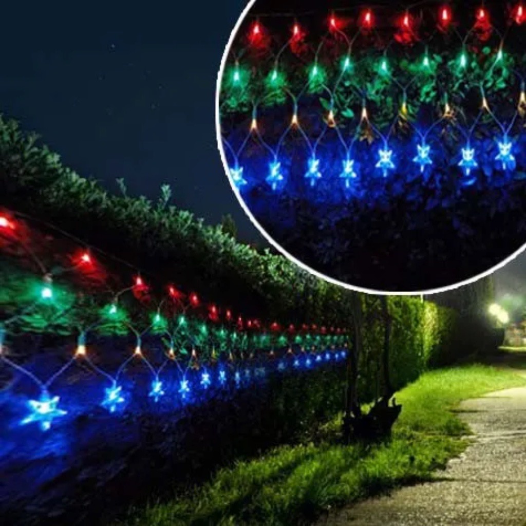 Pisca pisca natal cascata com ponto estrela 120 LEDs 8 funções 4.5M(L)*50CM(A)/ 110V -220V/ 19036 19060
