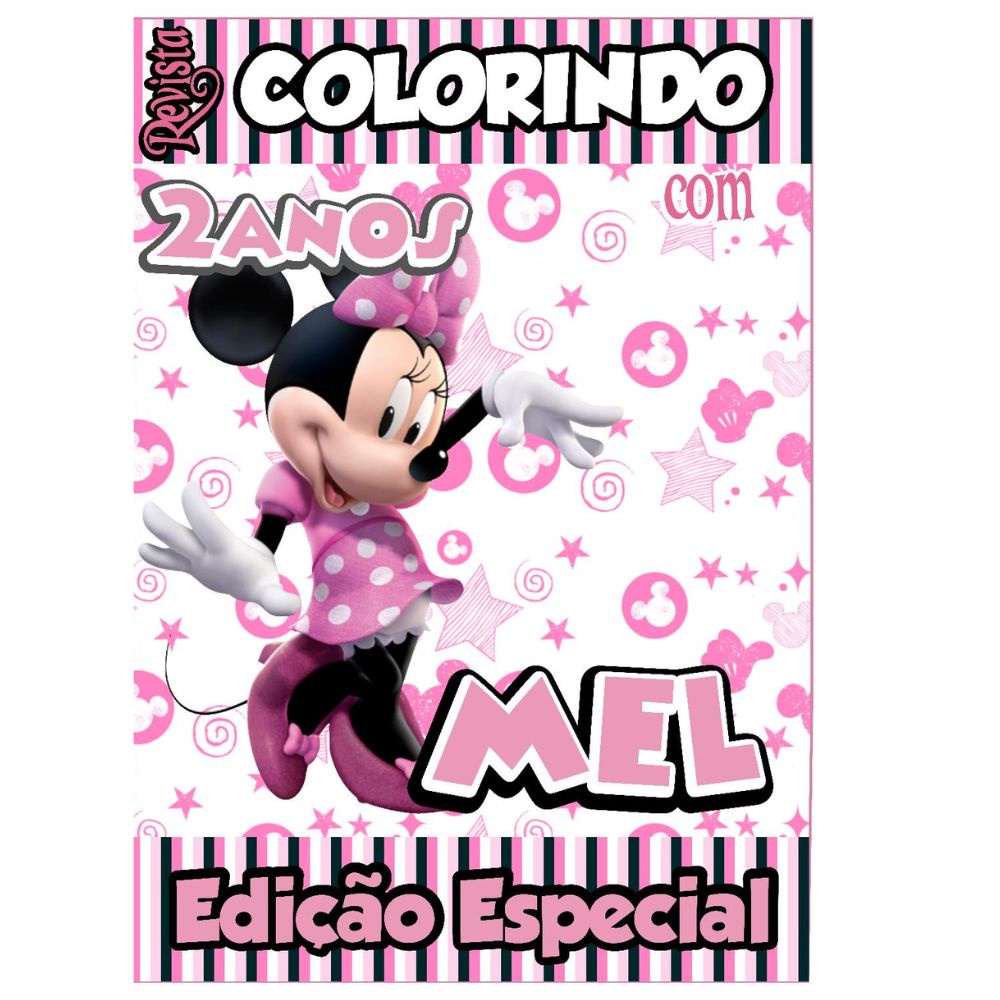 Livro De Colorir Personalizado / Revistinha de Colorir   - Tema Minnie Rosa