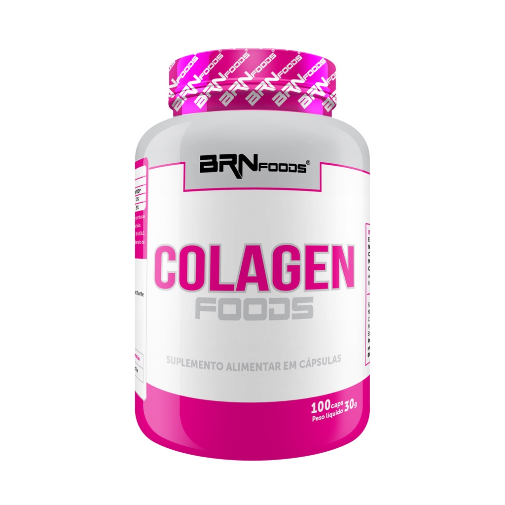 Colágeno Hidrolisado - Colagen Pink Foods - Suplemento em Pó (200g) / Cápsulas (100cáps) - BRNFOODS
