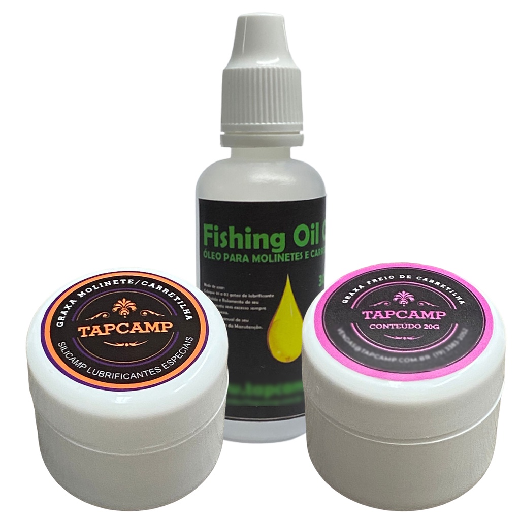 Kit Graxa Engrenagem + Óleo Rolamento + Graxa Freio Carretilha de pesca