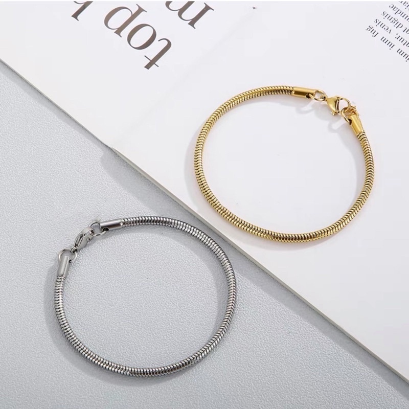 Pulseira de Laminado Aço Inoxidável Rabo de Rato Dourado e Prata Masculina Feminina em Oferta na Shopee