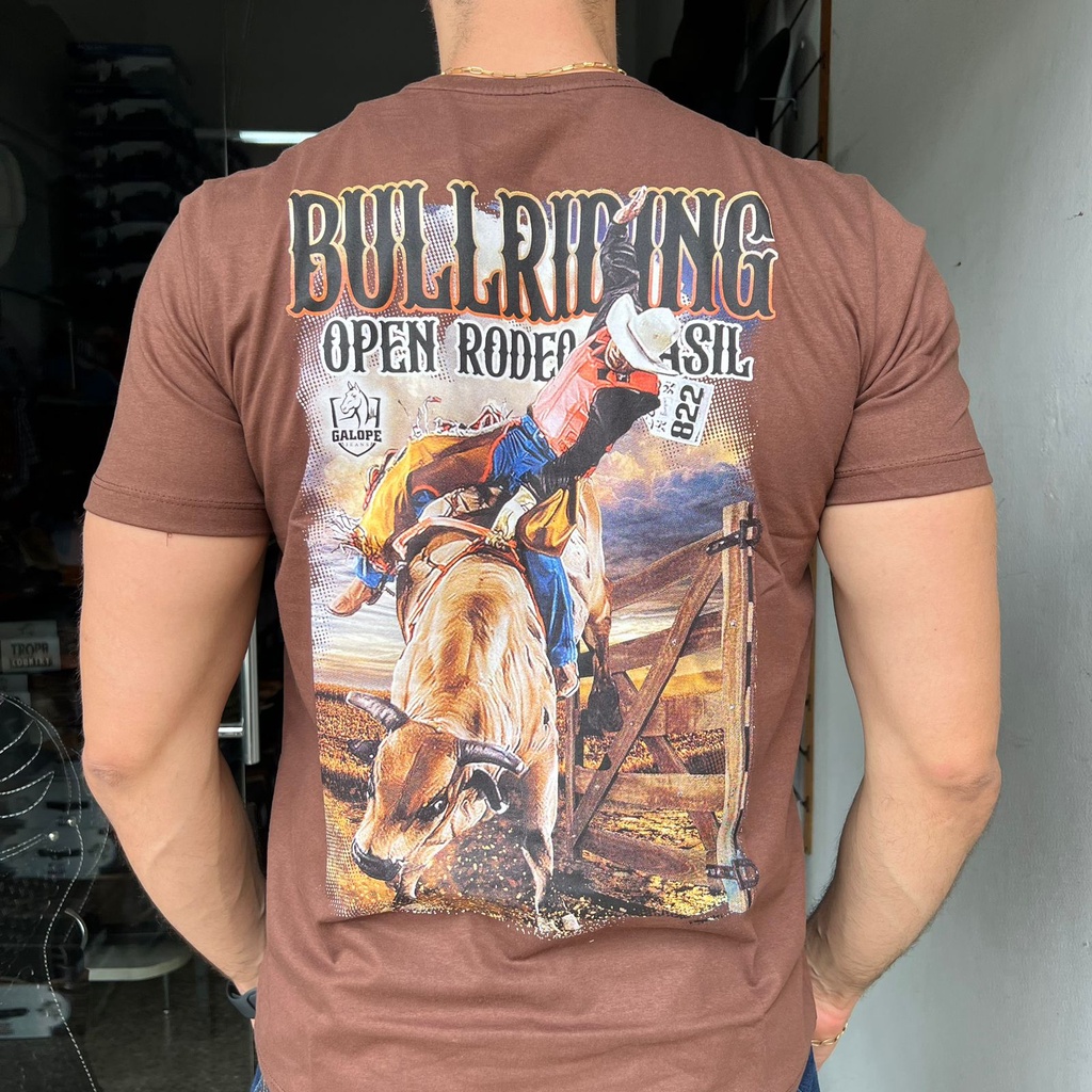 CAMISA MASCULINA MARROM RODEIO COWBOY MONTADO NO TOURO | Shopee Brasil