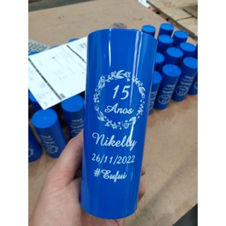 Kit de 20 copos já personalizado em uma cor de gravação e a mesma arte para todos os copos. em Oferta na Shopee