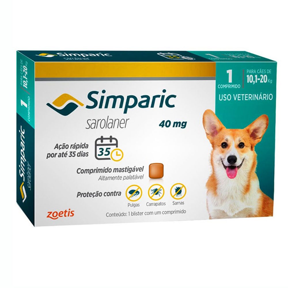 Simparic Antipulgas e Carrapatos Caes 10,1 A 20Kg em Oferta na Shopee