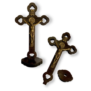 Crucifixo Parede E Mesa Madeira Mdf Tabaco Jesus Metal 12cm em Oferta na Shopee