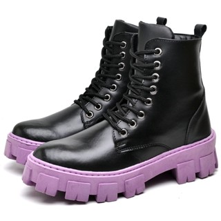 Bota Coturno Dubuy Feminina Ziper Lateral Solado Tratorado Roxo Anne 1104FG