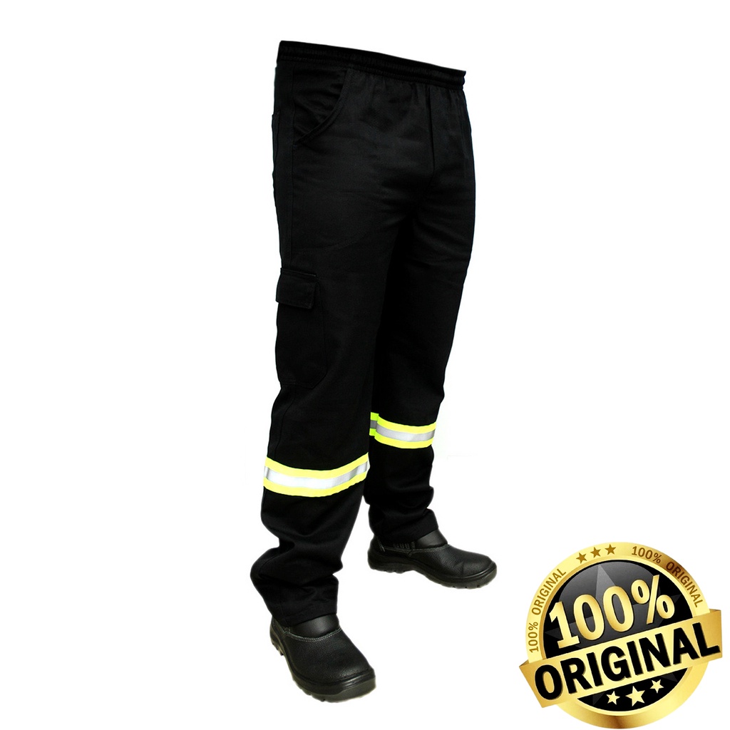 CALÇA REFORÇADA! Brim Pesado COM FAIXA REFLETIVA Preto Pretasarja fardamento Uniforme profissional De Trabalho Para Soldador Pedreiro Mecânico Construção Civil Marceneiro Jardineiro Reforçada!