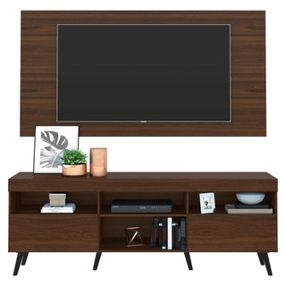 Rack c/ Painel e Suporte TV 65" e Pés Retrô Flórida Multimóveis Duna/Preto em Oferta na Shopee