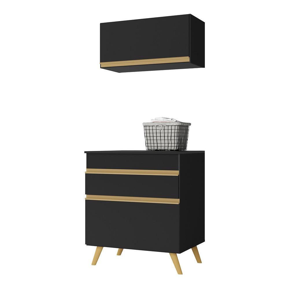 Conjunto Lavanderia Multiuso Armário e Balcão Multimóveis MP5016 Preto em Oferta na Shopee