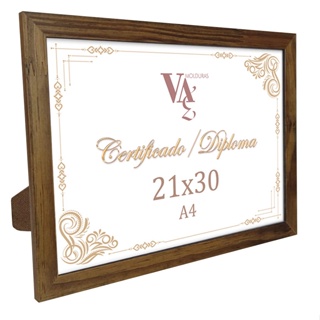 porta retrato a4 em madeira betume 21x30cm em Oferta na Shopee