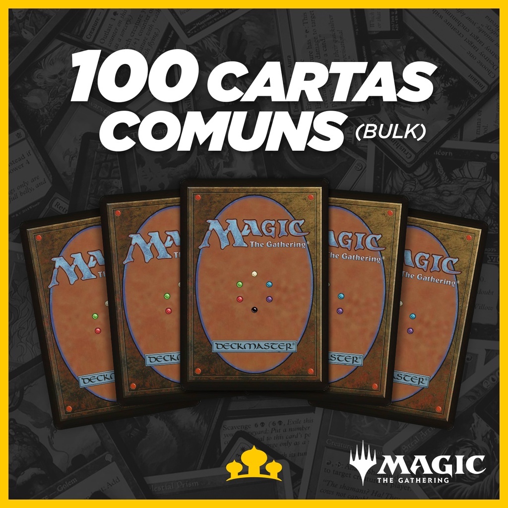 lote/bulk/Lotes/conjunto de cartas com 100 Cartas comuns de Magic The Gathering (*Mtg*) /lote pode conter mais que 4 unidades de cada carta e NÃO ACOMPANHA TERRENO BÁSICO