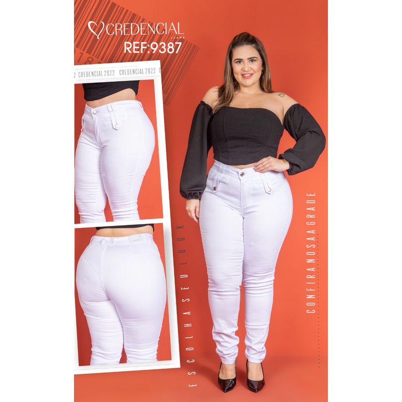 Calça Branca Plus Size Feminina Skinny Com Lycra (Elastano) Cintura Alta Tamanho Grande Empina Bumbum Enfermagem Medicina Moda