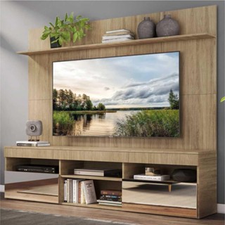 Rack com Espelho e Painel TV 65" com Prateleira Madri Multimóveis Rustic em Oferta na Shopee