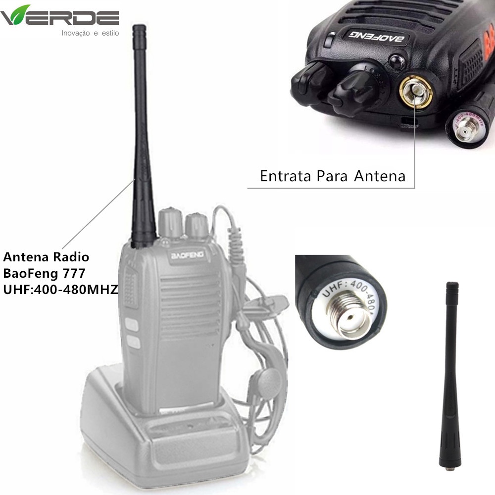 Antena Rádio Baofeng Bf 777s Bf 888s Original Uhf 400 480mhz em Oferta na Shopee