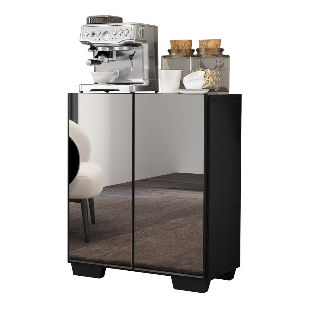 Aparador com Espelho Multimóveis Cantinho do Café com 2 Portas FG3614 Preto em Oferta na Shopee