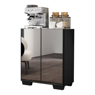 Aparador com Espelho Multimóveis Cantinho do Café com 2 Portas FG3614 Preto em Oferta na Shopee