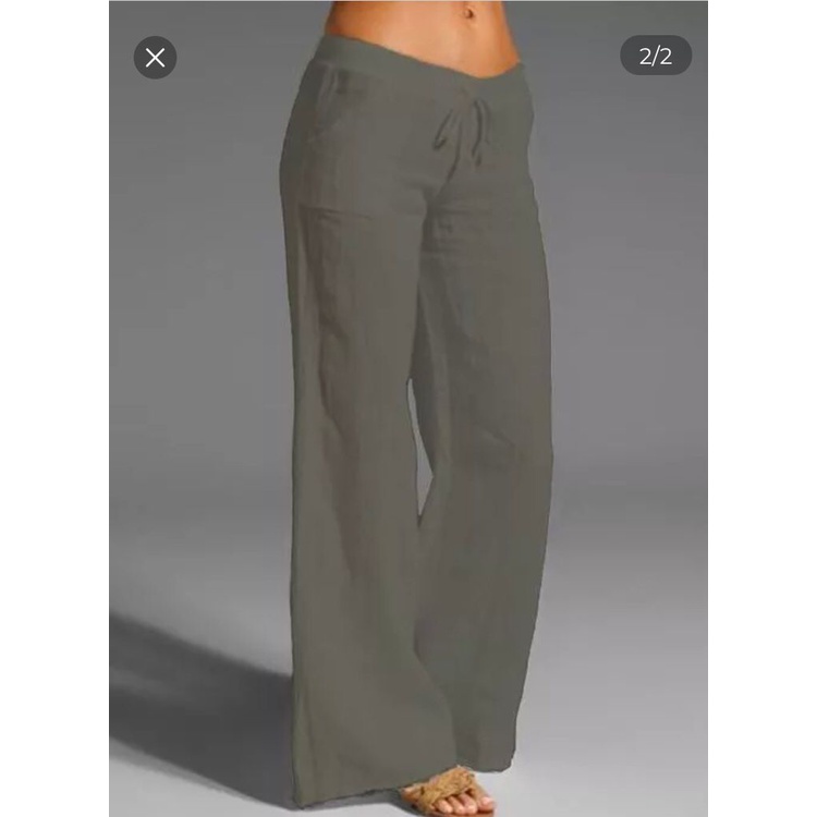 LUKABOUTIKE-calça larga, cintura média com cós em elástico e com bolsos, cor branca, tamanho ExG