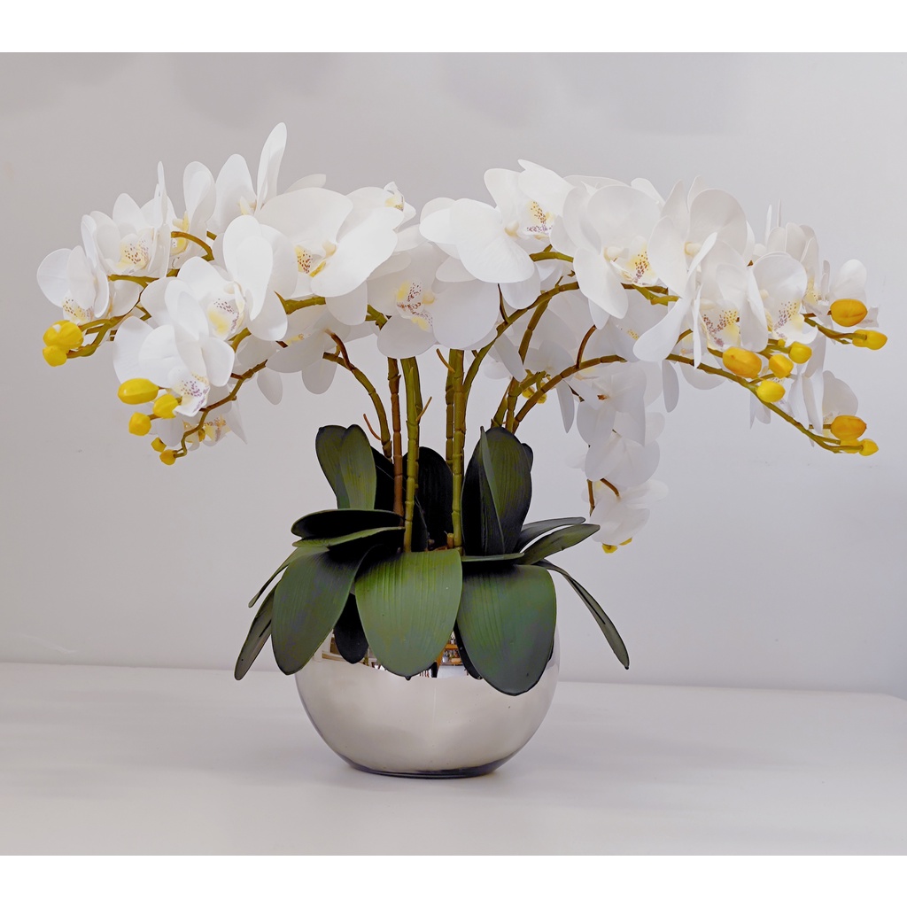 Arranjo Flores 8 Galhos Orquídeas Branca e Vaso | Shopee Brasil