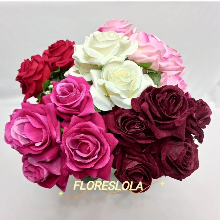 Buquê de veludo rosa flor artificial P/ Decoração Casamento, Arranjos, Decorar Festas e casa em Oferta na Shopee