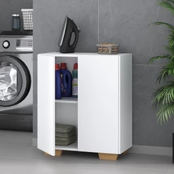 Armário Lavanderia com 2 Portas Multimóveis MP5023 Branco/Natural