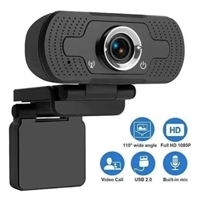 Webcam 1080p Hd Camera Para Computador Com Microfone Embutido