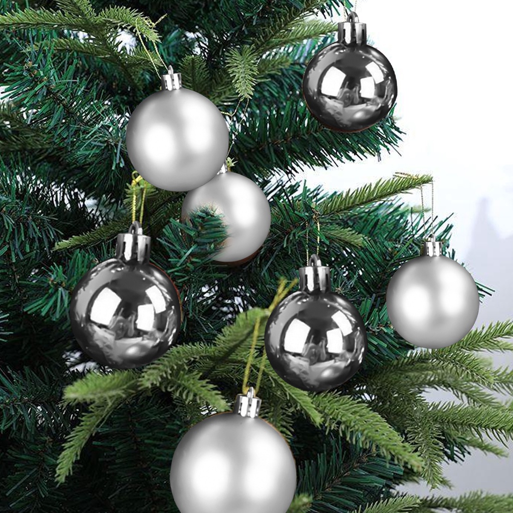 12 Bolas Enfeites Árvore de Natal 4cm Prata Fosca e Brilhante | Shopee  Brasil