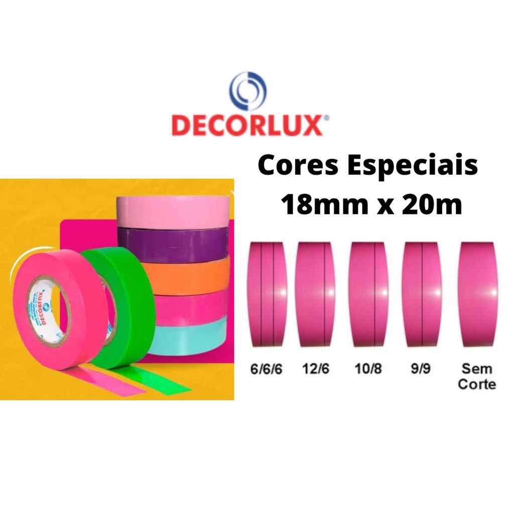 Fita Decorlux Cores Especiais Inteiras ou Cortadas 18mmx20M em Oferta na Shopee