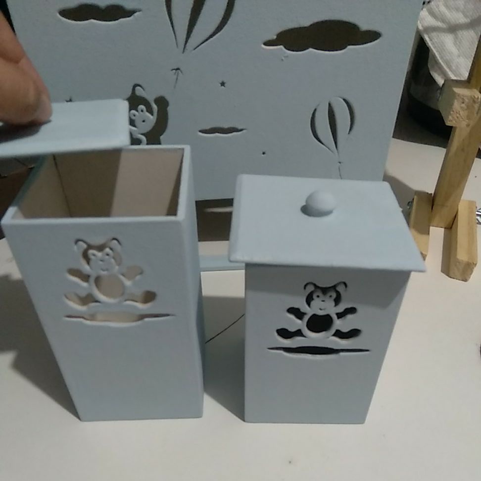 Kit higiene bebe porta fralda + potes mdf