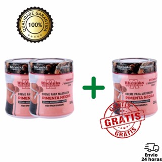 Kit 3 Gel Creme Massageador Pimenta Negra 200G  Anti Estrias E Celulites Redutor De Medidas