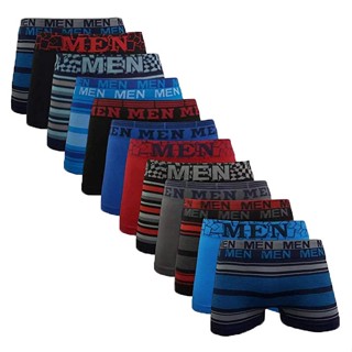 Kit 12 Cuecas Boxer Microfibra Men Sem costura