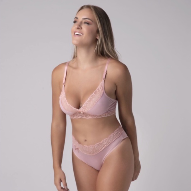 Conjunto Lingerie Sem Bojo Com Forro Microfibra Feminino Calcinha Confort Menina Moça 309 em Oferta na Shopee