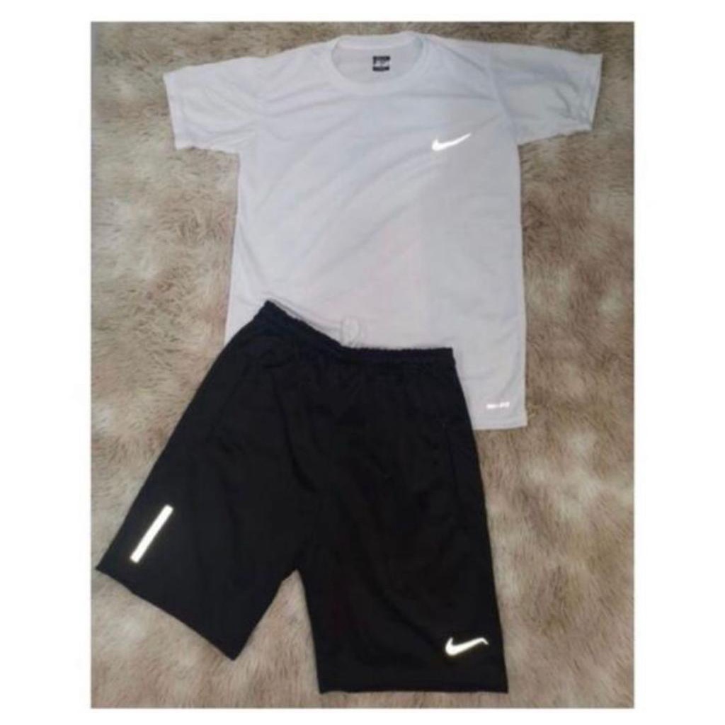 conjunto camisa bermuda masculina esporte academia dri fit