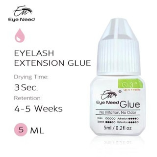 Eyeneed 5ml Cola De Extensão Para Cílios Auto E Profissional De Retenção De Aplicação 30 Dias Não Irritação De Chicote Adesiva Para Uso individual Não odor Sem Estimulação