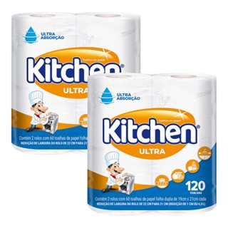 Kit 2 Papel Toalha Kitchen Ultra com 120 Folhas cada