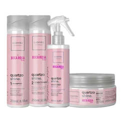 Kit Cadiveu Essentials Boca Rosa Quartzo Shine - Shampoo e Condicionador e Máscara e Fluído