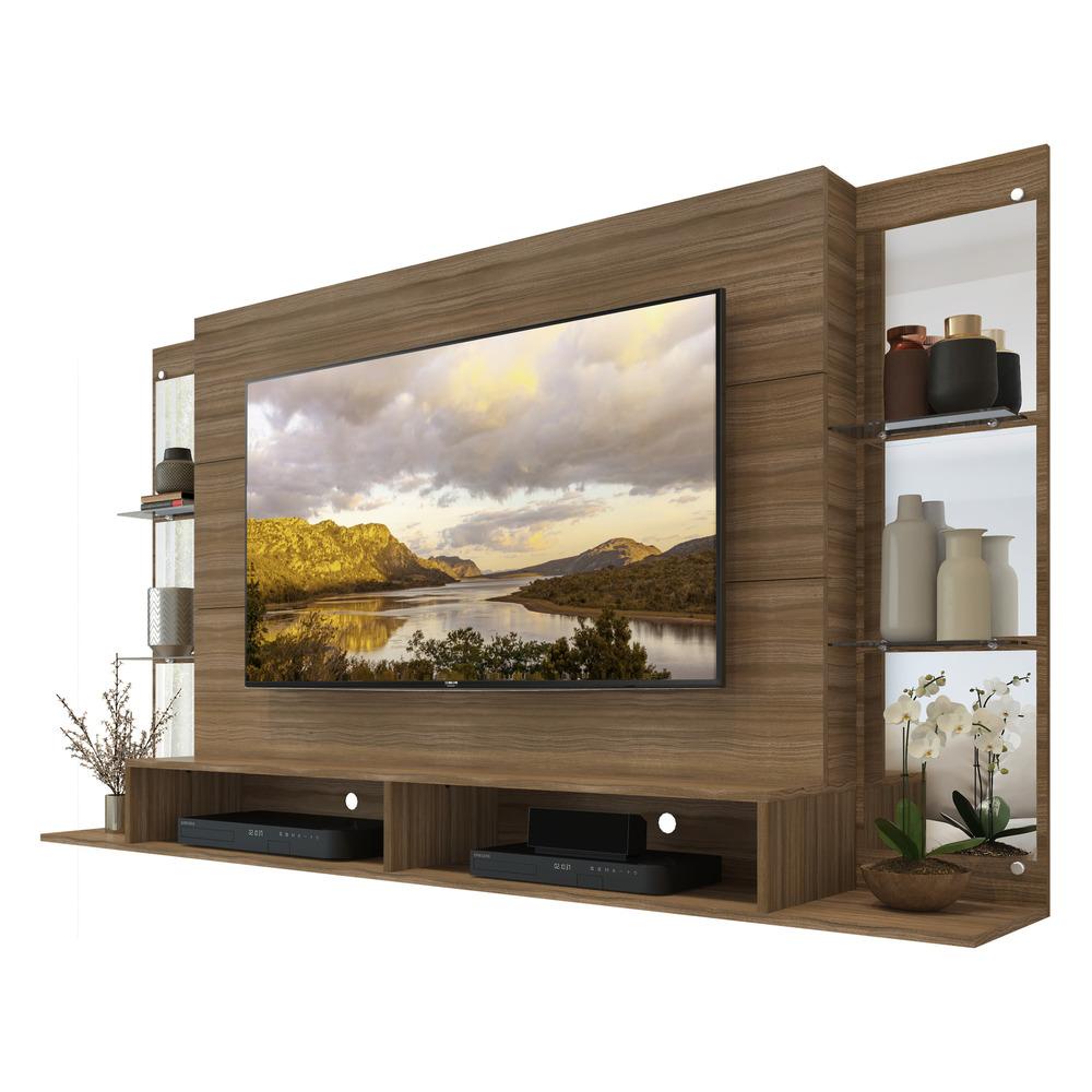 Painel TV 60" c/ suporte, espelho e prateleiras vidro Nairóbi Multimóveis Madeirado em Oferta na Shopee
