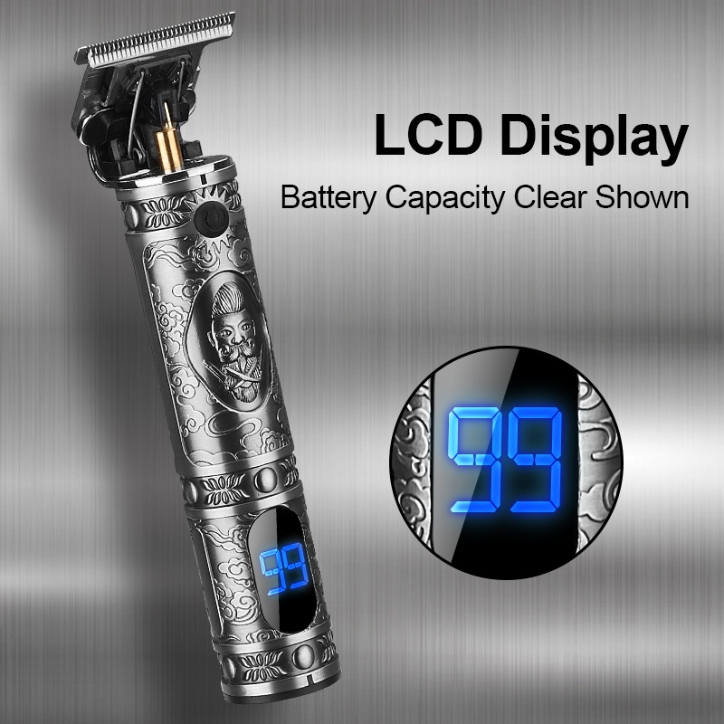 Barbeador vintage Elétrico T9 Com led digital lcd USB Cortador De Cabelo retro Buda Dragão Profissional design De